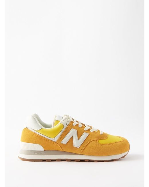 New Balance U574 Suede And Mesh Trainers in Yellow for Men | Lyst