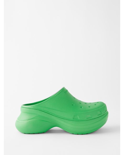 Balenciaga X Crocs Rubber Platform Clogs in Green | Lyst