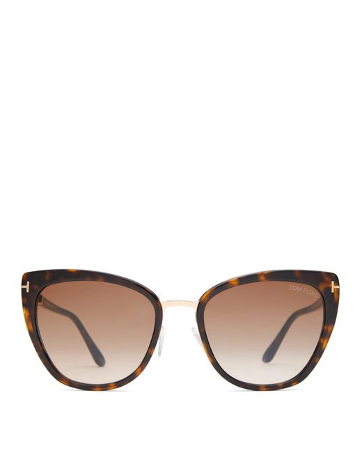 Tom Ford Simona Cat Eye Acetate Sunglasses in Brown | Lyst