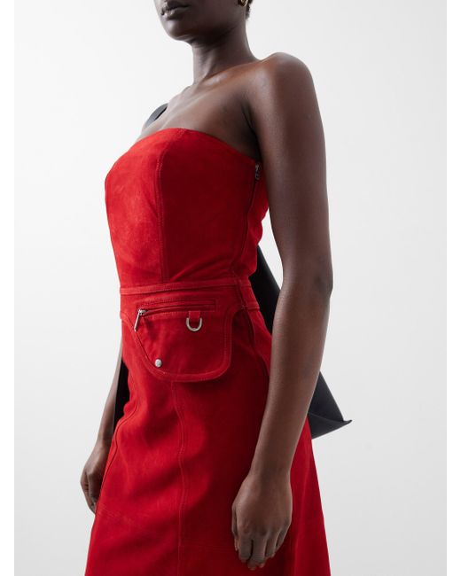 Strapless suede on sale dress