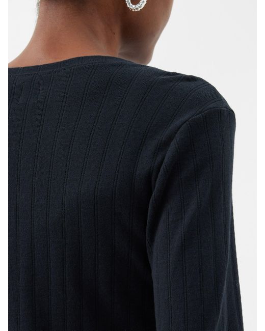 Black Pointelle-knit cotton cami top, LESET