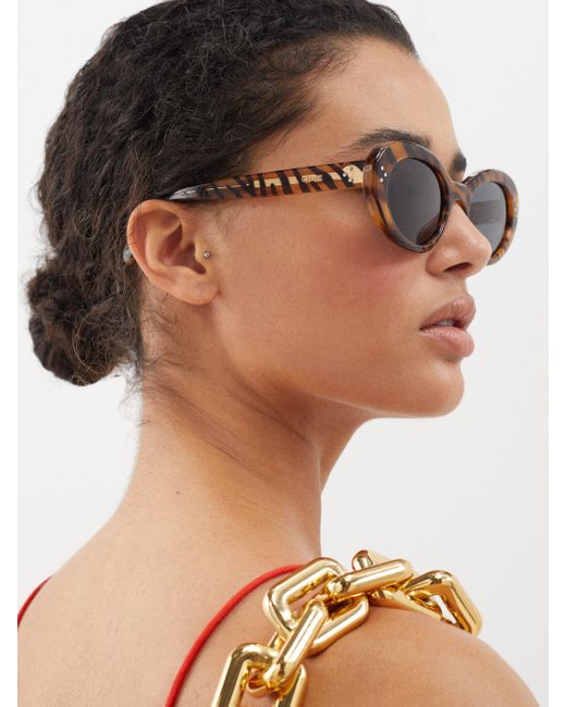 Celine Oval Tiger-stripe Acetate Sunglasses | Lyst Canada
