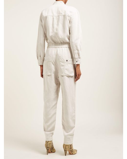 Étoile Isabel Marant Lashay Linen Blend Jumpsuit in White | Lyst Australia
