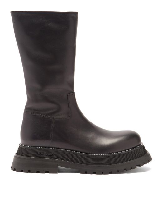 Burberry Jeffy Flatform-sole Leather Boots | Lyst UK