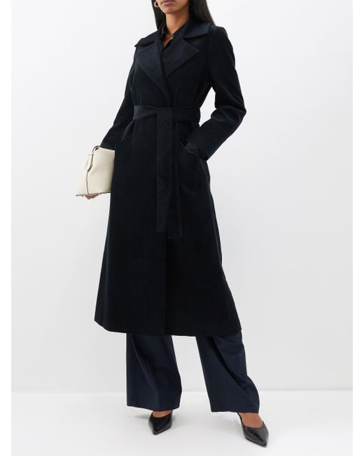 Cefinn Roxanne Belted Corduroy Trench Coat in Blue | Lyst
