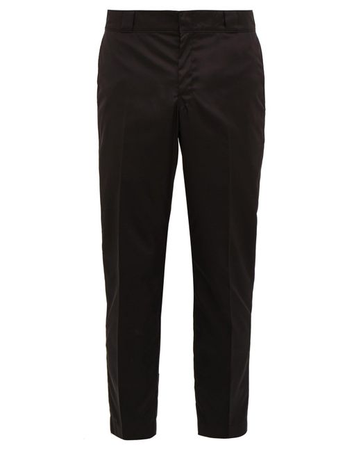 Prada Logo-plaque Cropped Nylon-gabardine Trousers in Black for Men | Lyst