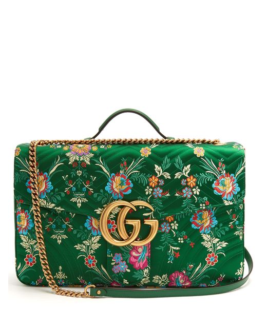 Gucci Gg Marmont Maxi Floral jacquard Shoulder Bag in Green Lyst UK