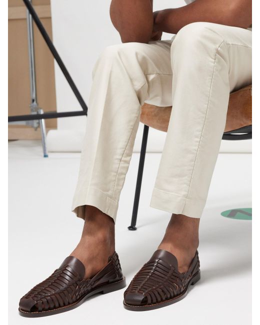 Brunello Cucinelli White Woven-leather Loafers for men