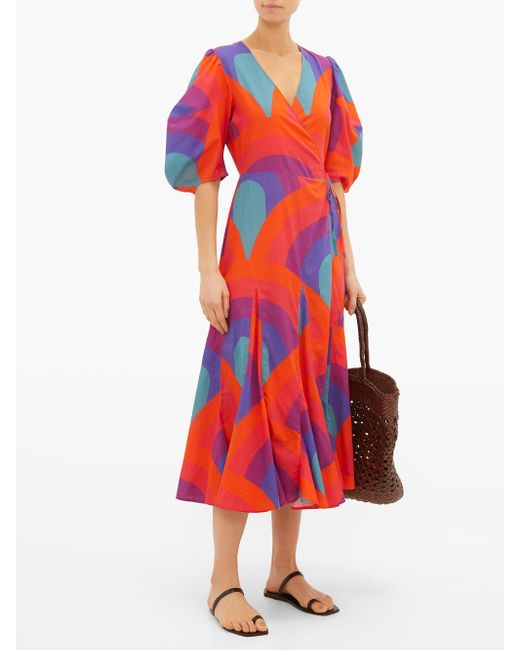 red cotton wrap dress