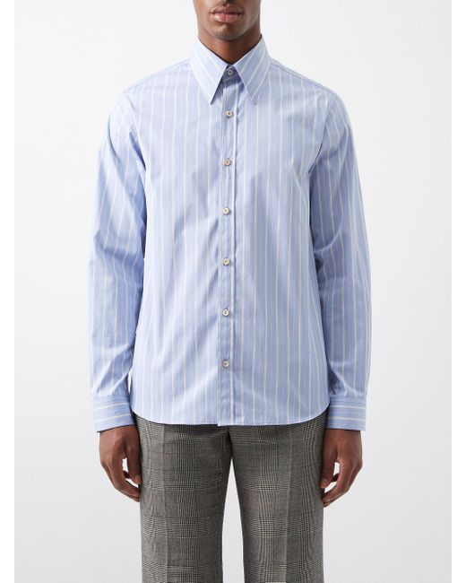 Gucci Striped Cotton-poplin Oxford Shirt in Light Blue (Blue) for Men ...