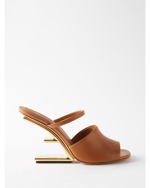 Fendi First 95 Cantileverheel Leather Sandals in Beige (Natural) Lyst