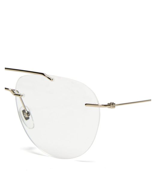 Gucci Rimless Aviator Glasses in Metallic Lyst
