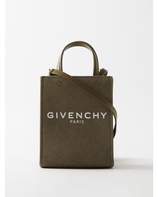 Givenchy G-tote Mini Logo-print Canvas Tote Bag in Green | Lyst Canada