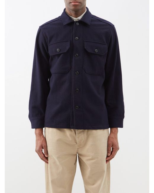 Polo Ralph Lauren Flap-pocket Wool-blend Overshirt in Blue for Men | Lyst