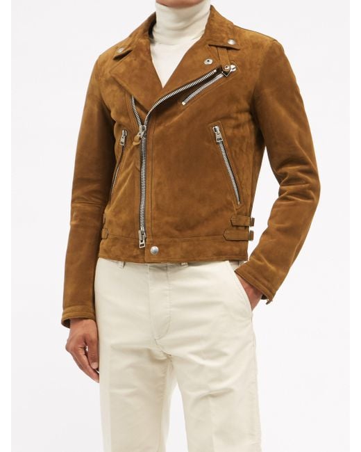 Tom Ford スエード スエード ライダースジャケット カラー ブラウン メンズ Lyst
