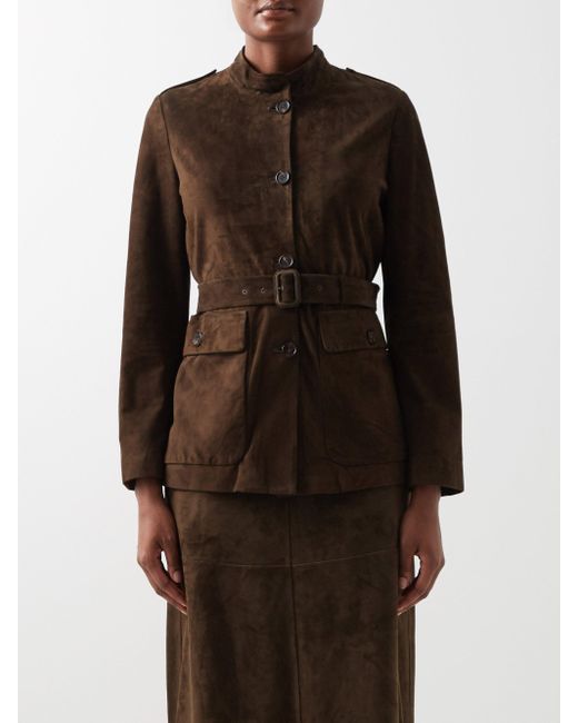 Max Mara Suede Jacket in Brown | Lyst