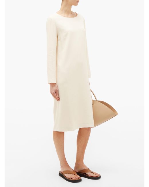The Row Larina Crepe Tunic Dress in Natural | Lyst