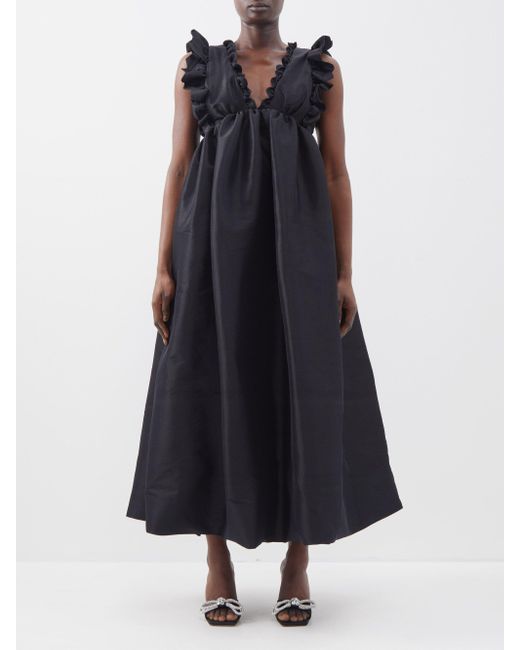 Kika Vargas Tatiana Ruffled Taffeta Gown in Blue Lyst