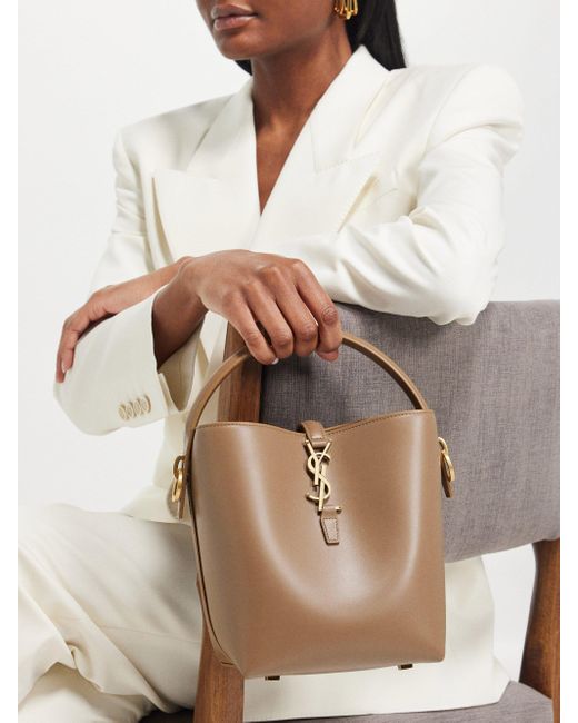 Saint Laurent Le 37 Small Leather Bucket Bag in White Lyst UK