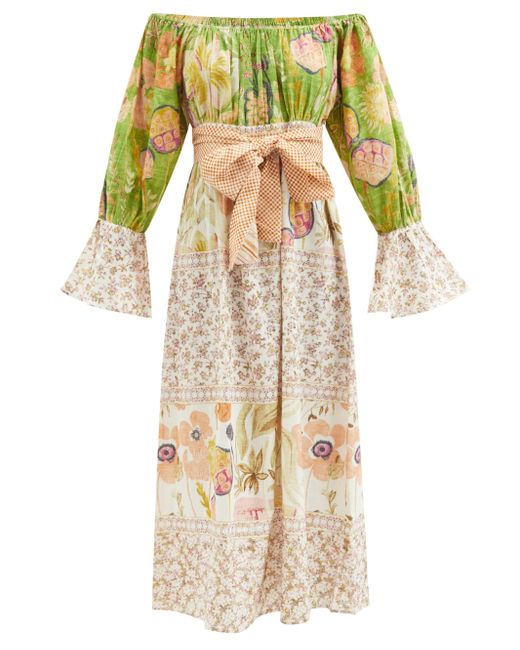 D'Ascoli Multicolor Manuela Floral-print Cotton-khadi Maxi Dress