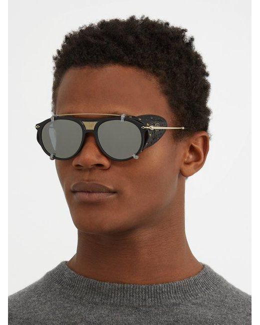 Matsuda Leather Side-shield Round-frame Sunglasses in Black for Men | Lyst