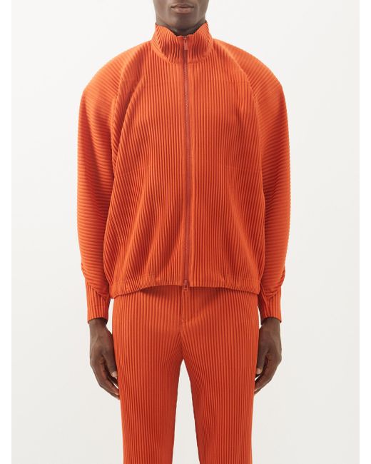 Homme Plissé Issey Miyake Storm-flap Technical-pleated Jacket in Orange ...