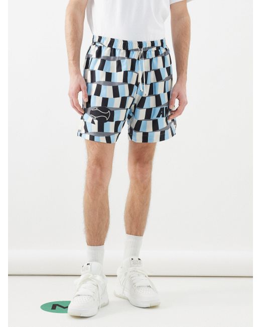 Amiri Snake Check print Silk Shorts for Men Lyst UK