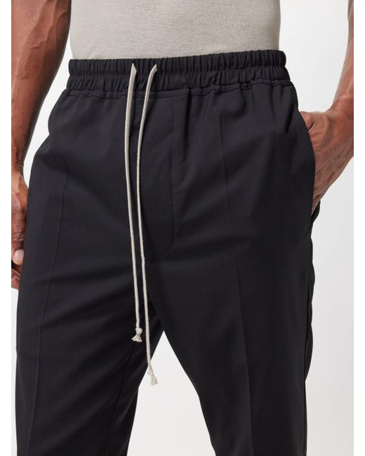 Rick Owens Black Drawstring-waist Wool Trousers for men