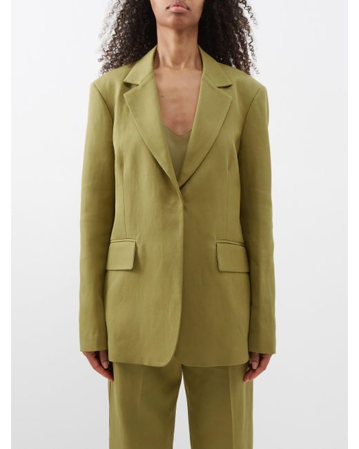 Veste de costume décontractée en coton et ramie Raey en coloris Vert | Lyst