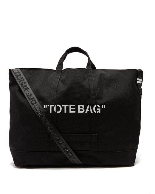 Off-White c/o Virgil Abloh Quote Canvas Tote Bag in Black for Men | Lyst