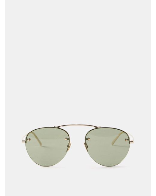 Saint Laurent New Wave Aviator Metal Sunglasses in Blue for Men | Lyst