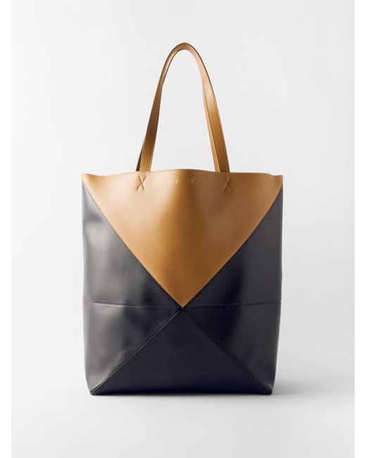 Loewe Puzzle Fold Large Leather Tote Bag in Blue for Men | Lyst UK