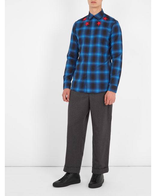 Checked-flannel Shirt in Blue for Men 