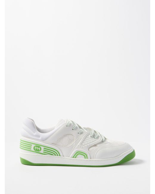 Gucci Leather Basket Bio-based Pu Trainers in White Green (Green) for ...