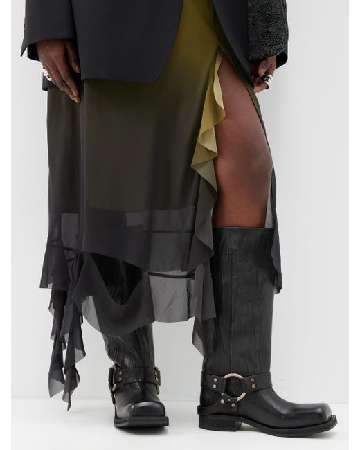 Acne Studios Balius Buckled Crinkled-leather Knee-high Boots in Black ...