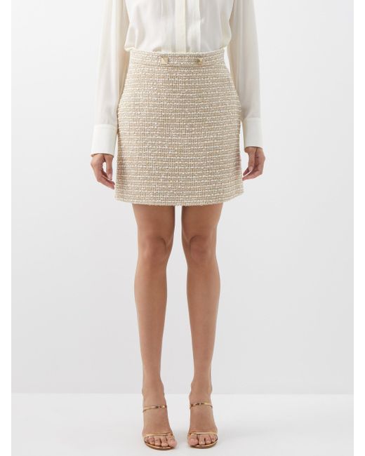 Valentino Roman Stud Cottonblend Tweed Mini Skirt in Gold (Metallic) Lyst
