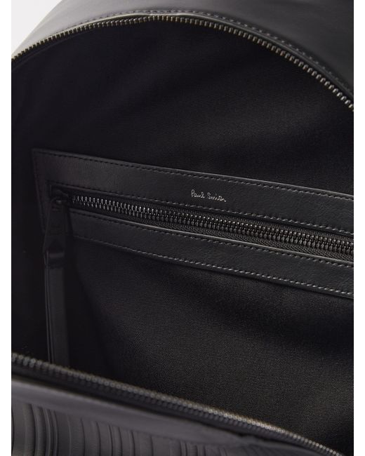Paul Smith Black Signature Stripe-embossed Leather Backpack for men