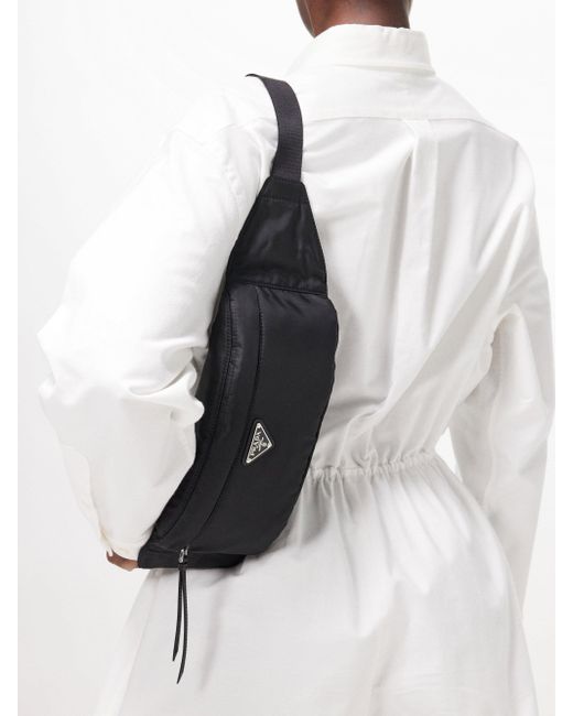 Prada Triangle Logo-plaque Re-nylon Belt Bag in Black | Lyst UK