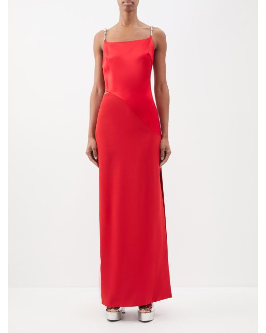 Givenchy Crystal-strap Satin Gown in Red | Lyst