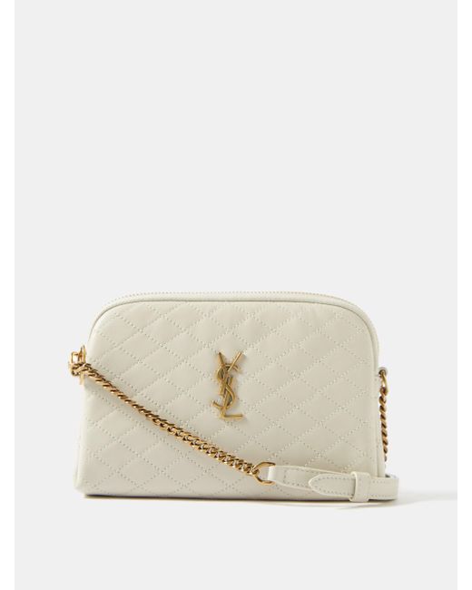 Saint Laurent Quiltedleather Crossbody Bag in Natural Lyst
