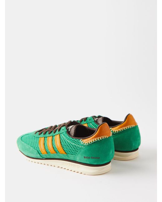 adidas Sl72 Leather-trim Knit Trainers in Green for Men | Lyst