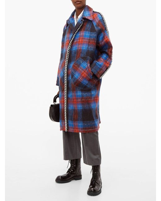 Charles Jeffrey Chain-trim Single-breasted Tartan-wool Coat in