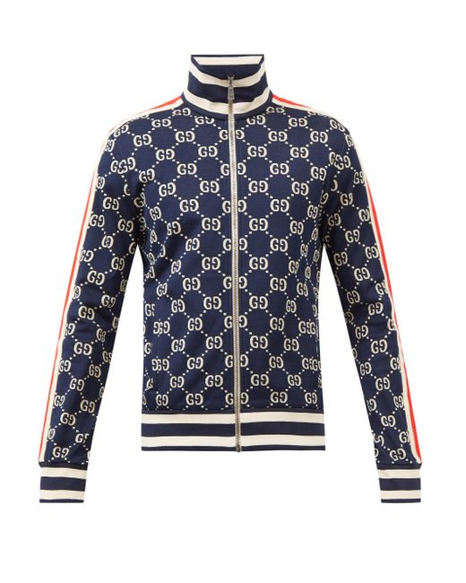 Gucci GG-jacquard Cotton-terry Track Jacket in Blue for Men - Lyst