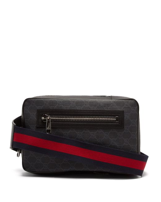Gucci GG Supreme Leather Cross-body Bag in Black for Men | Lyst