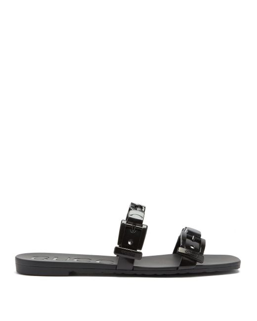 Gucci Braided Jelly Sandals in Black | Lyst