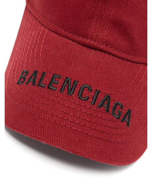 Balenciaga Logo Baseball Cap in Red | Lyst Canada