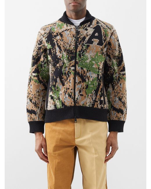 Aries Camo-jacquard Knitted Bomber Jacket for Men | Lyst