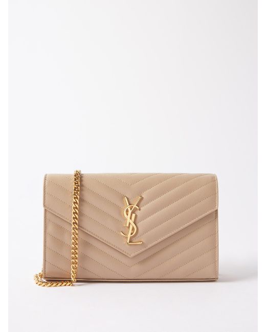 Saint Laurent Envelope Mini Quiltedleather Crossbody Bag in Natural