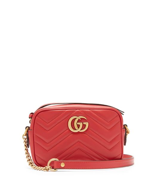 Gucci GG Marmont Matelassé Leather Mini Shoulder Bag in Red - Save 37% -  Lyst