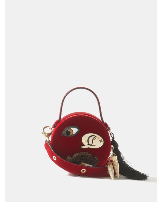 Christian Louboutin Loubi54 Mini Velvet Vanity Crossbody Bag in Red